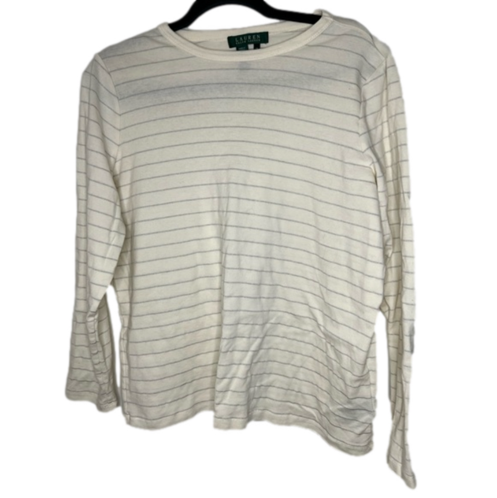 Lauren Ralph Lauren Long Sleeve White and Silver top